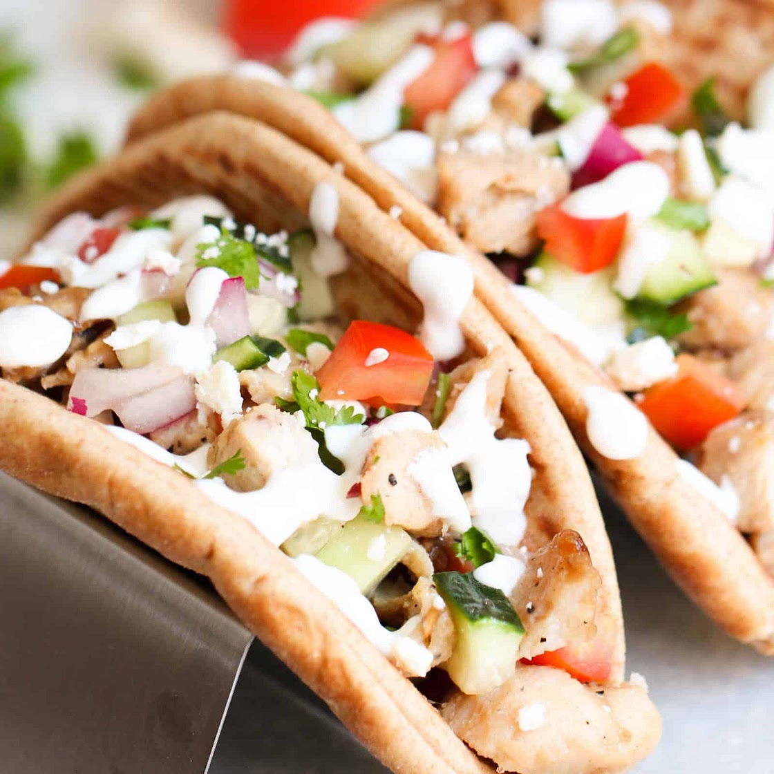 Mediterranean Chicken Pita Tacos Recipe
