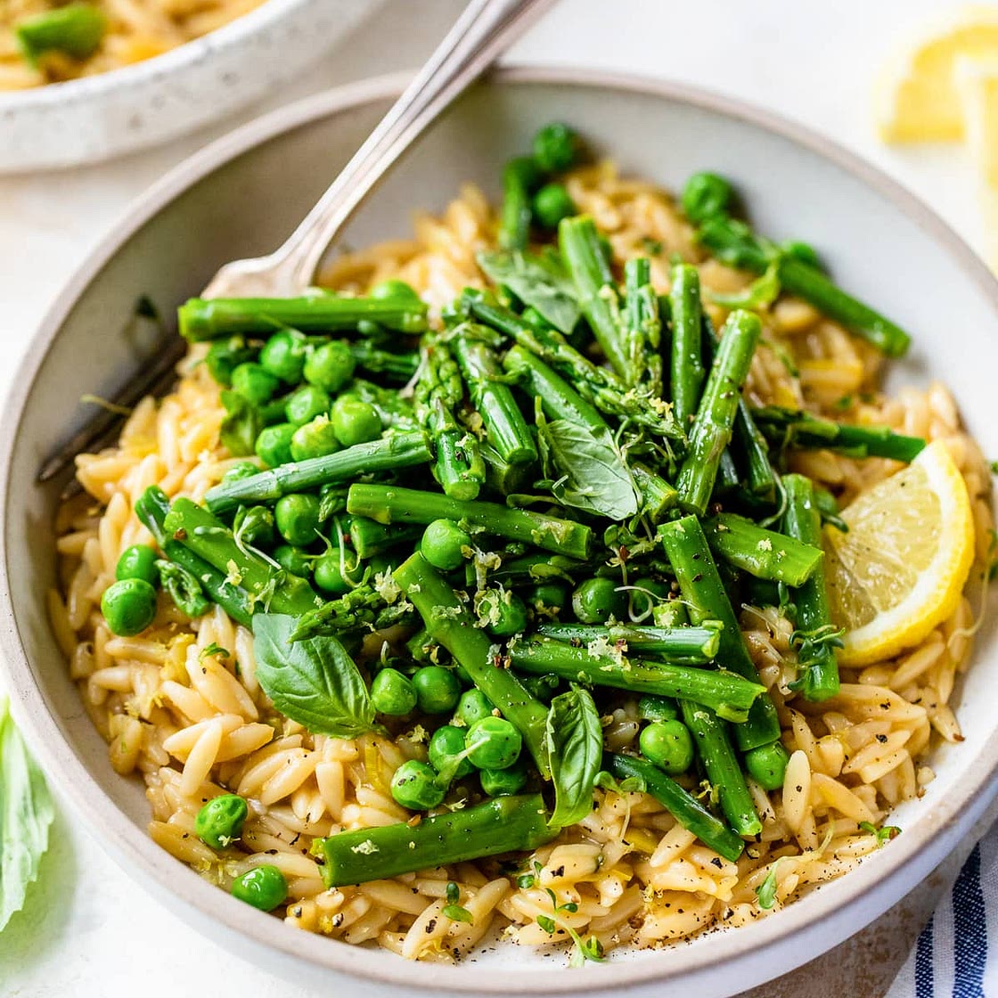 Creamy Orzo with Asparagus and Peas