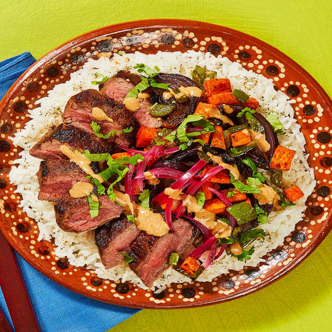 Kickin’ Chipotle Steak Bowls with Roasted Veggies and Pickled Red Onion