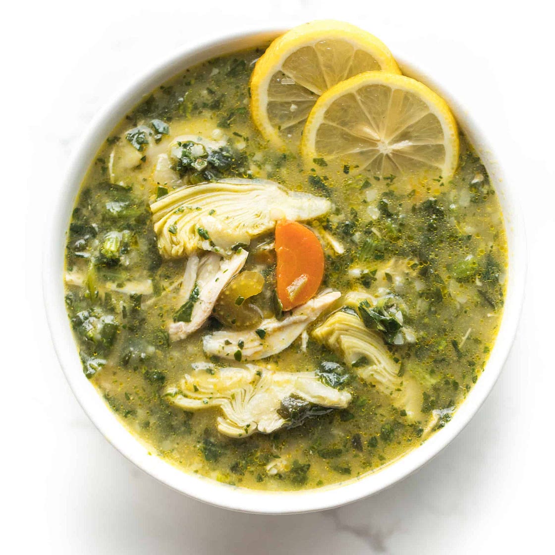 Whole30 + Keto Lemon Artichoke Chicken Soup