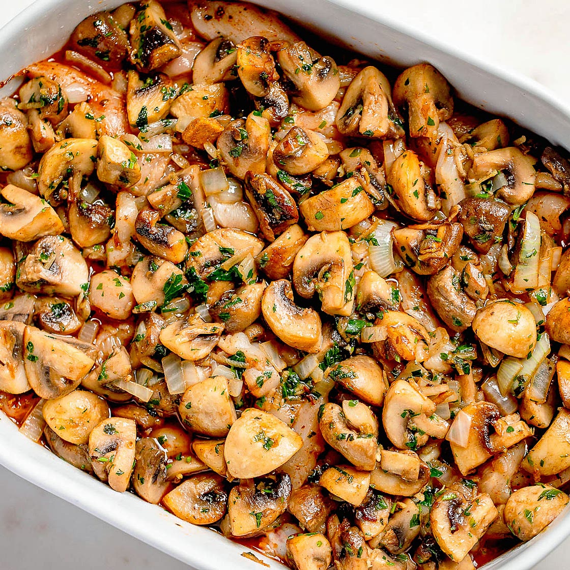 Garlic Mushrooms Chicken Casserole with Parmesan