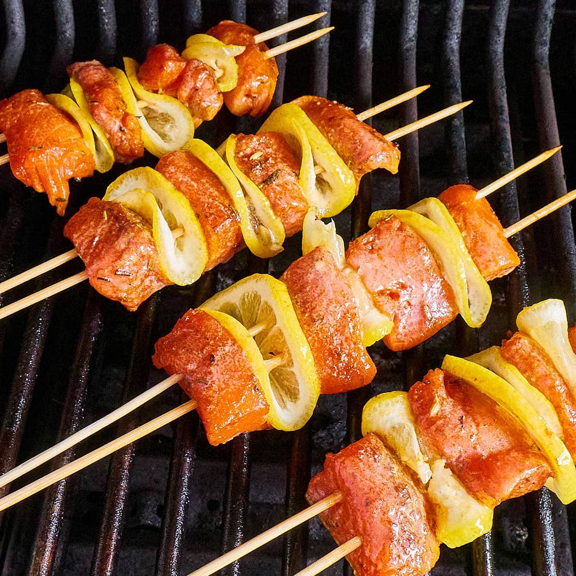 Blackened Grilled Salmon Skewers