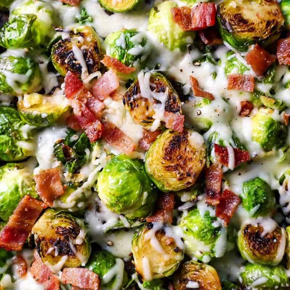 Cheesy Bacon Brussels Sprouts