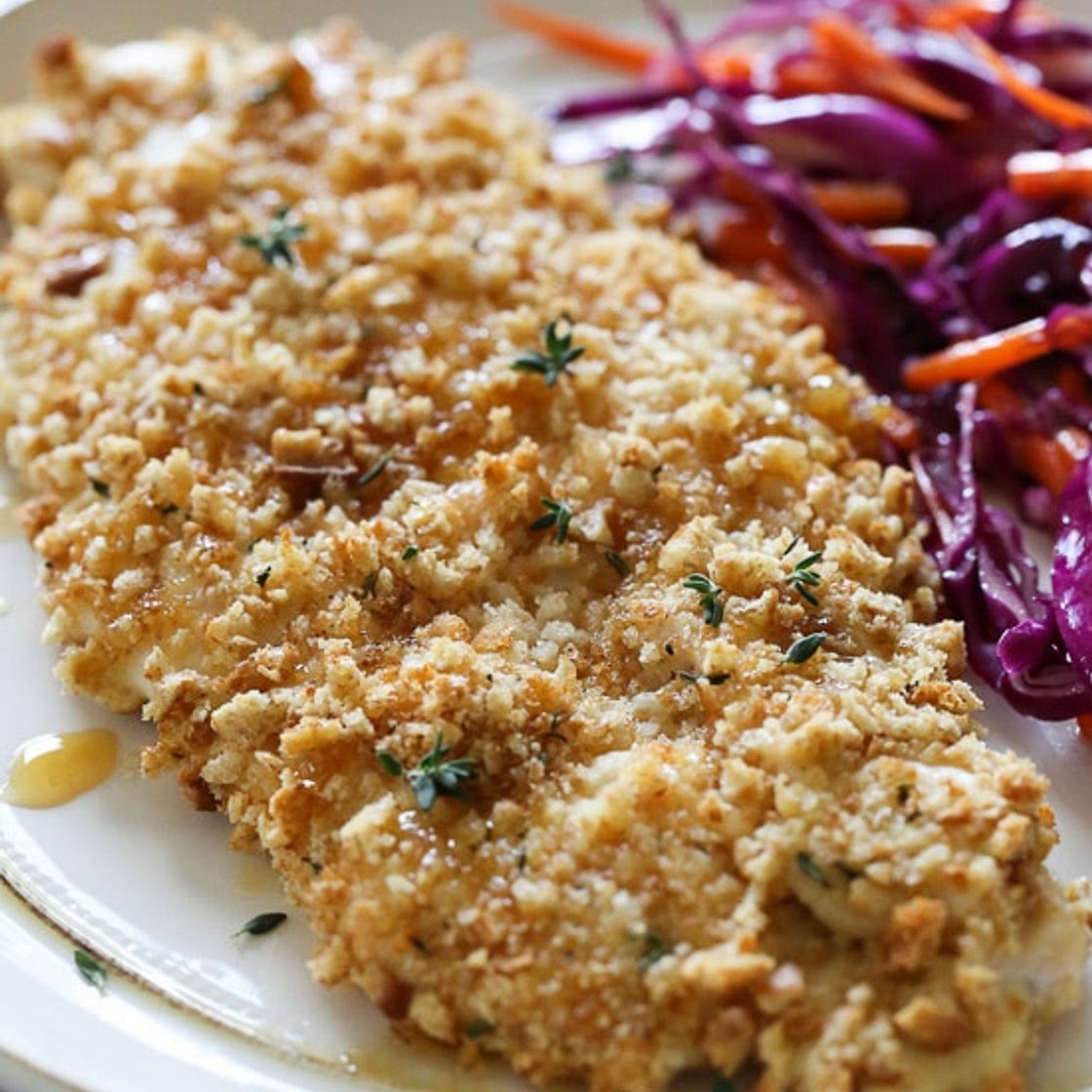 Waffle Crusted Chicken with Spicy Maple Sauce