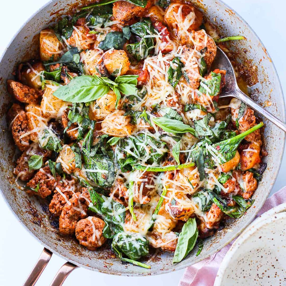 Easy Sausage Cauliflower Gnocchi Skillet