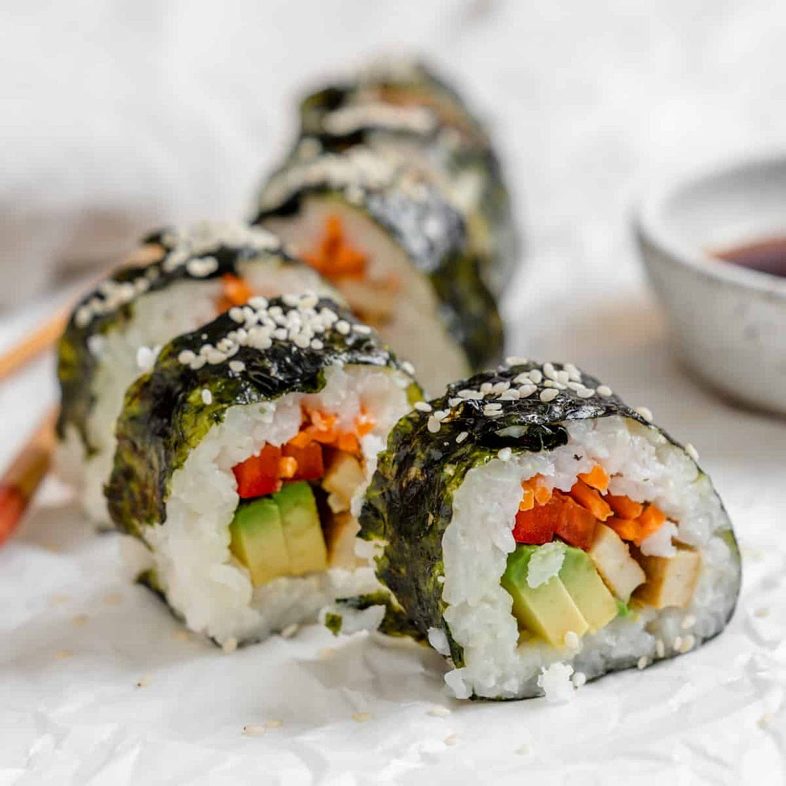 Vegan Sushi Rolls with Crispy Tofu
