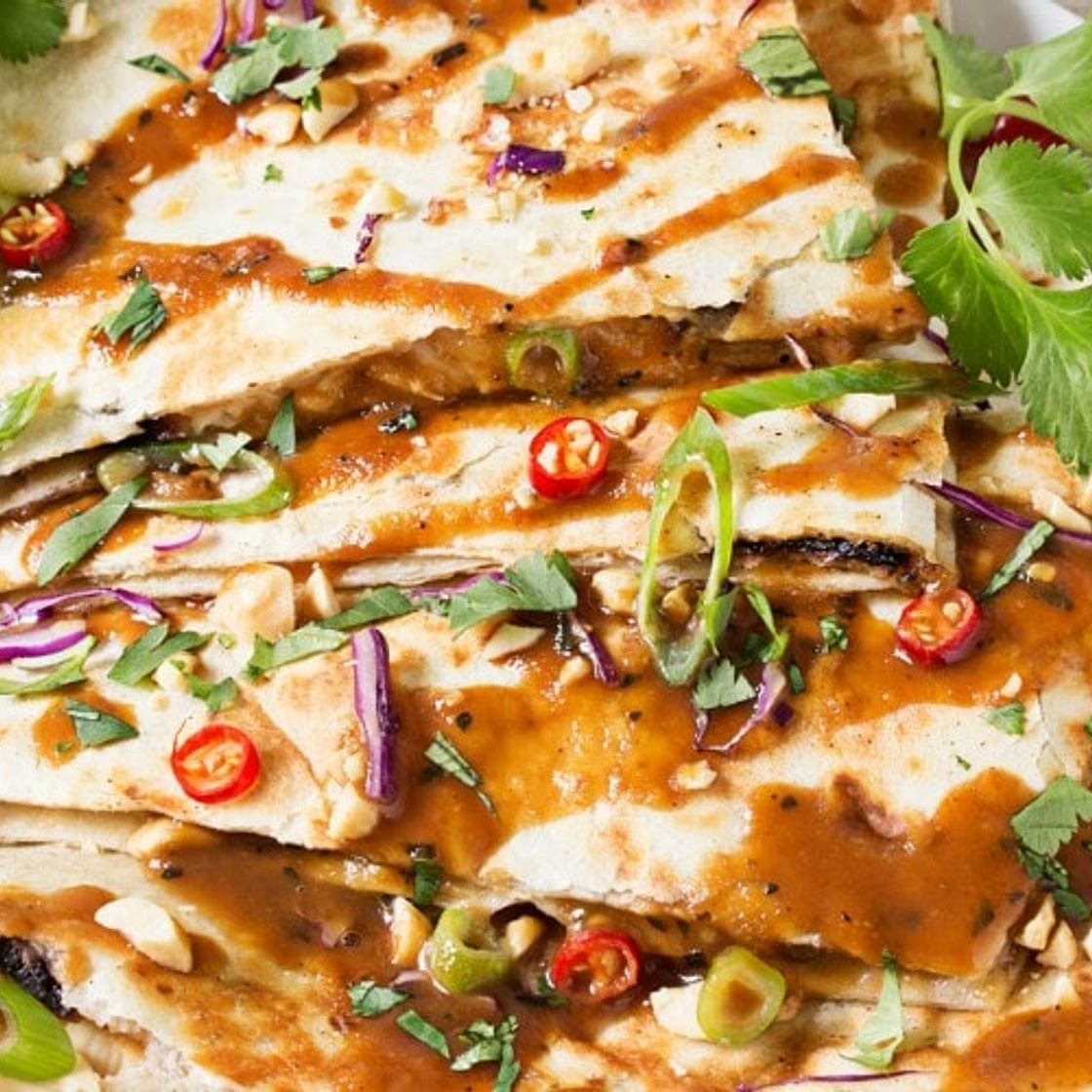 Thai Peanut Chicken Quesadillas