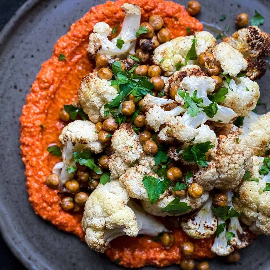 Air Fryer Cauliflower and Roasted Chickpeas