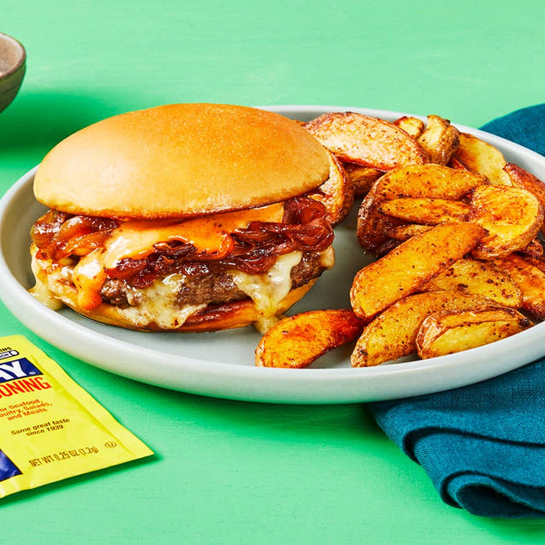 Cheddar Wonderburgers & OLD BAY® Fries with Caramelized Onion & Special Sauce