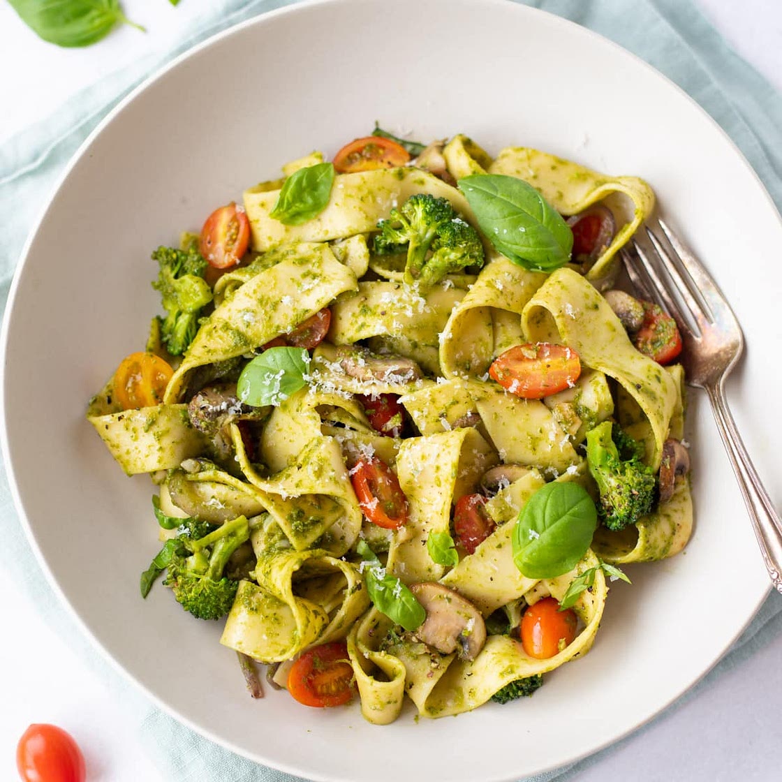 Pappardelle Pesto with Vegetables