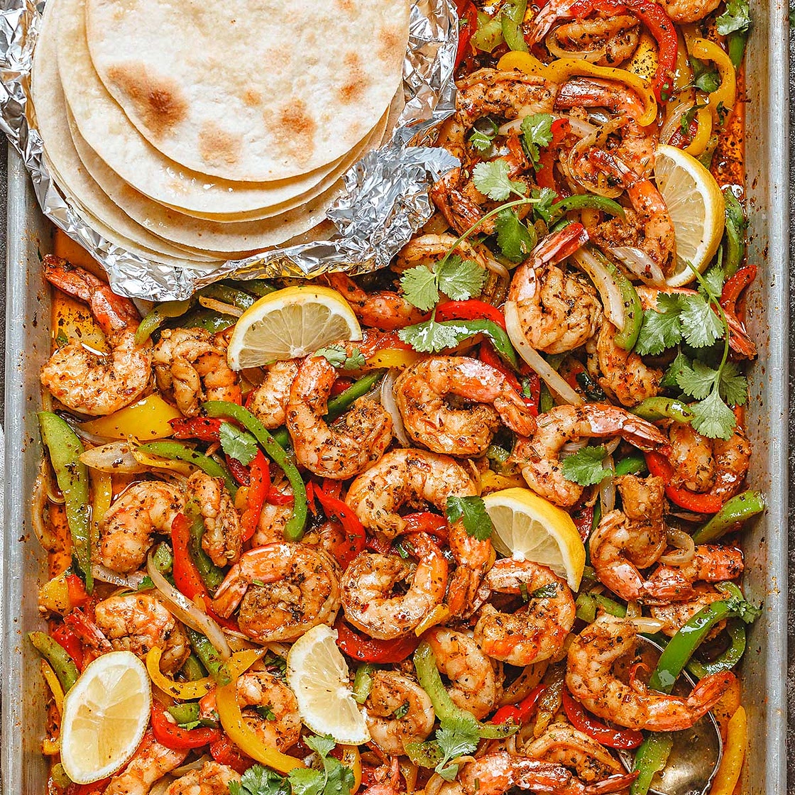 Sheet Pan Shrimp Fajitas