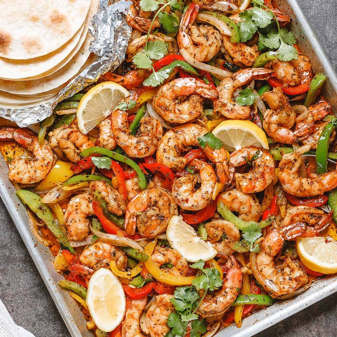 Sheet Pan Shrimp Fajitas