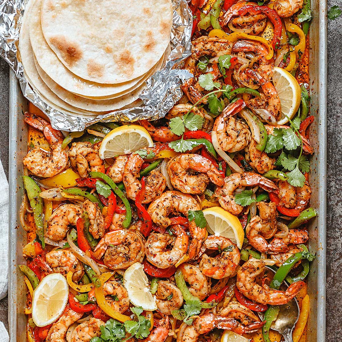 Sheet Pan Shrimp Fajitas