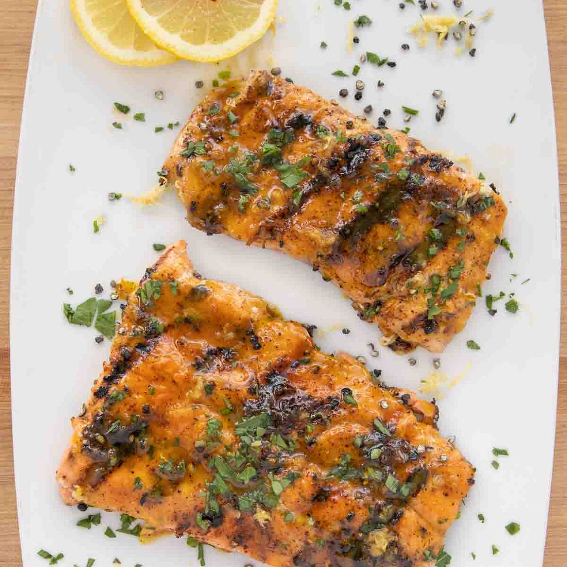 Grilled Dry Rub Honey Mustard Salmon