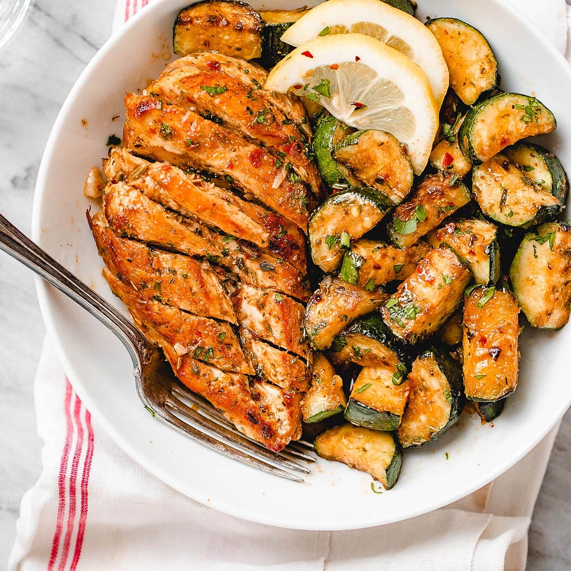 Asado Chicken Breast with Sauteed Lemon Zucchini