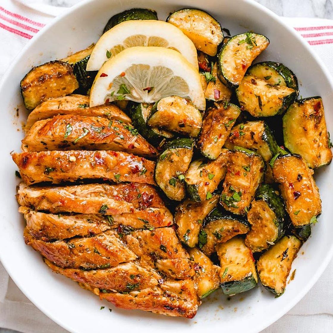 Asado Chicken Breast with Sauteed Lemon Zucchini