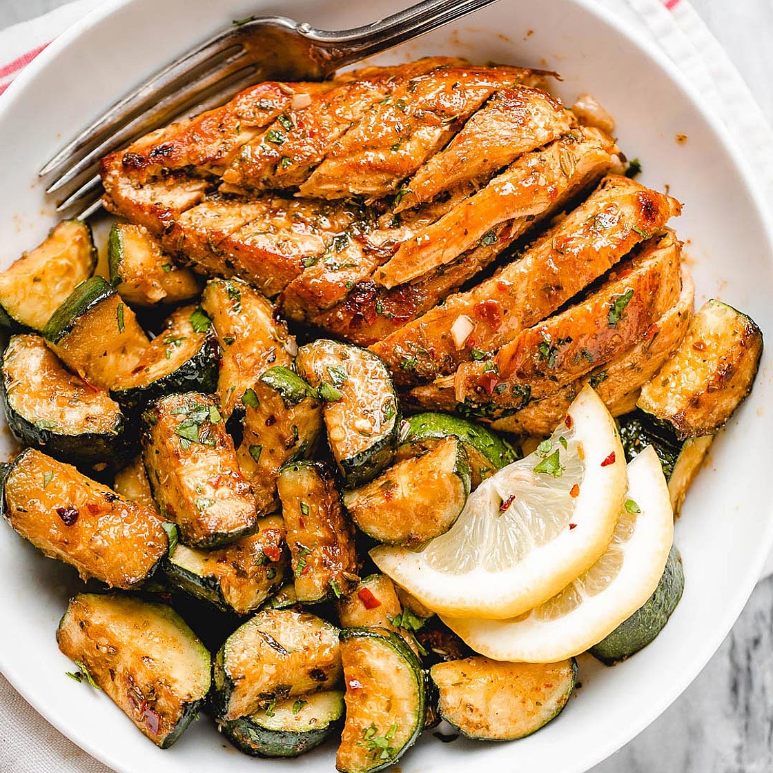 Asado Chicken Breast with Sauteed Lemon Zucchini
