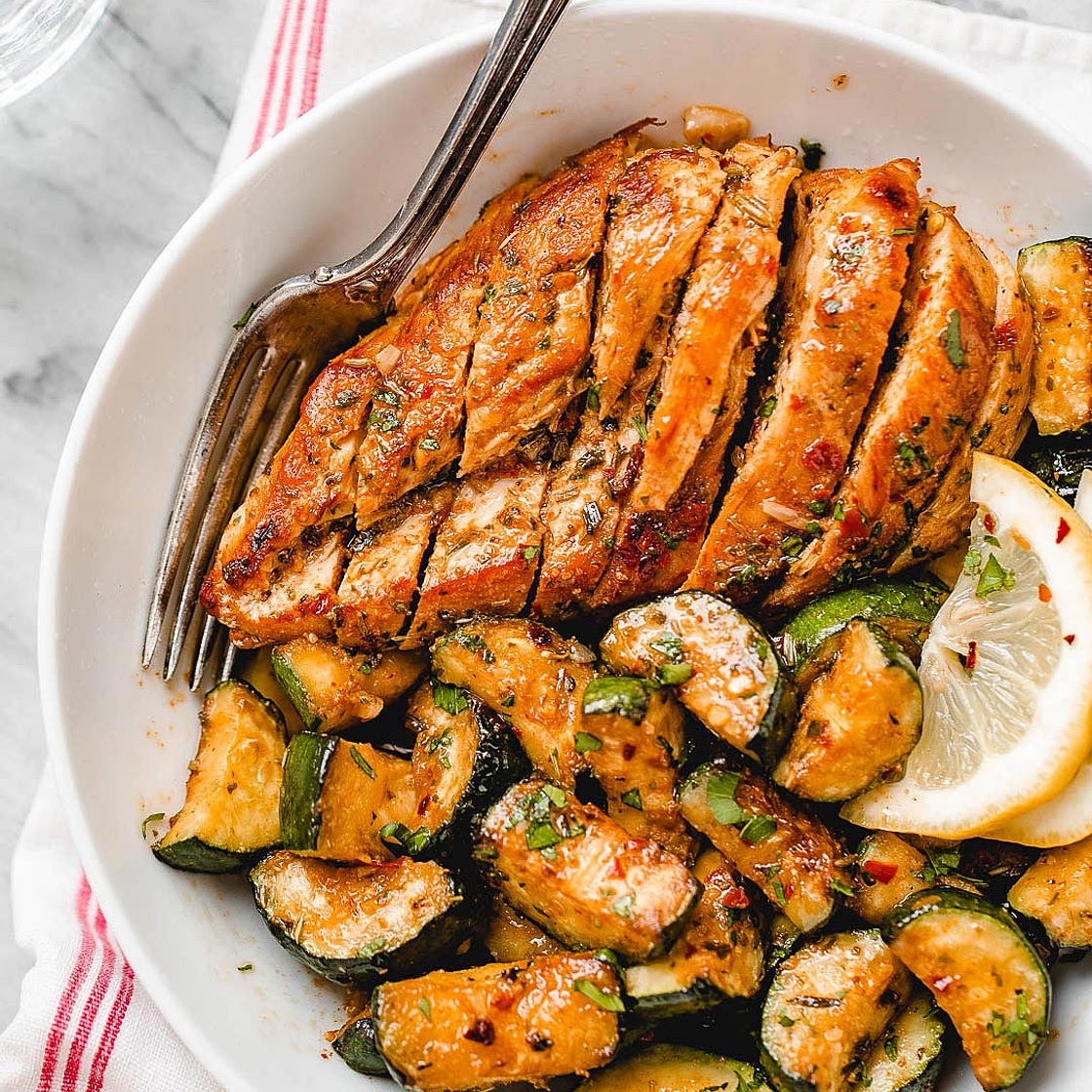 Asado Chicken Breast with Sauteed Lemon Zucchini