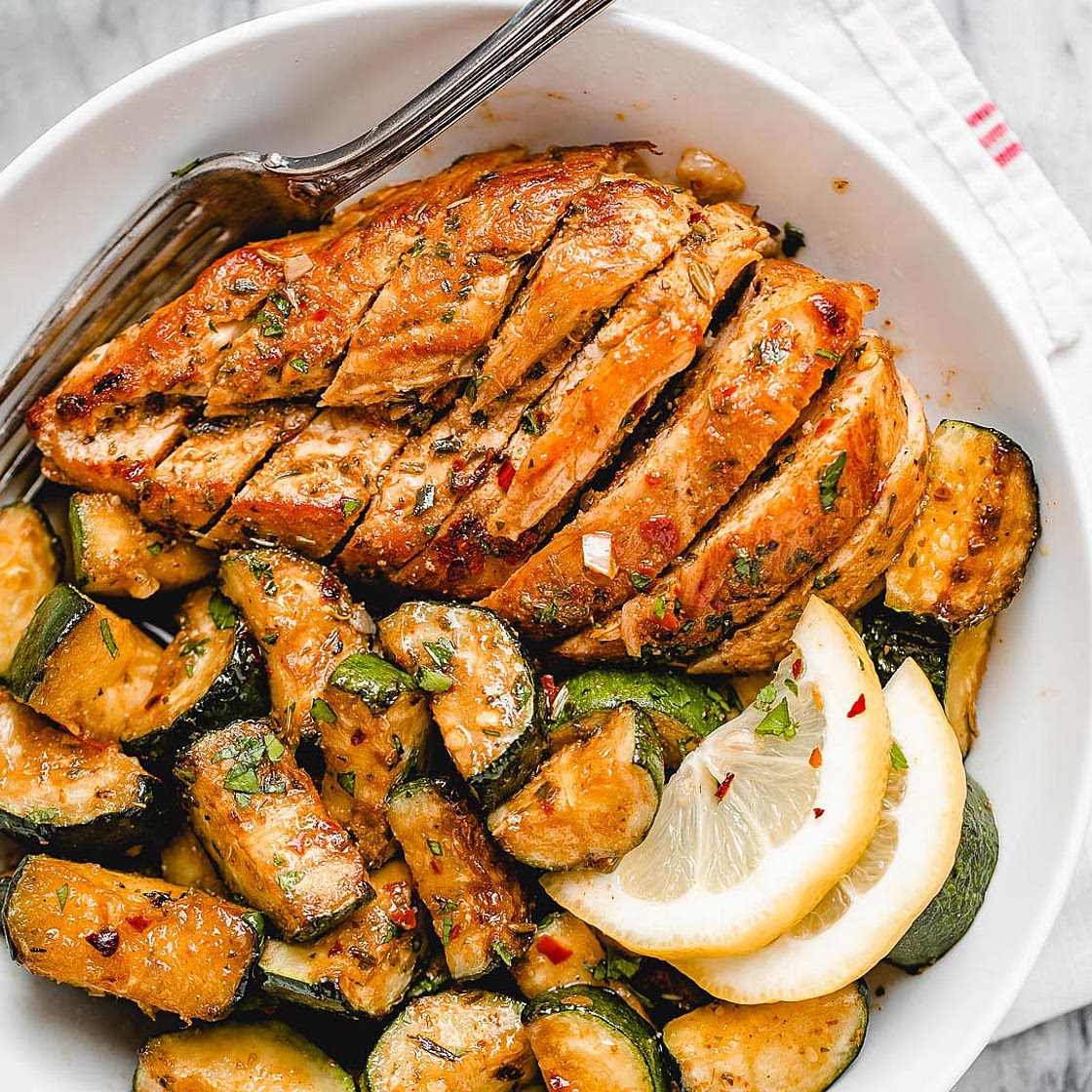 Asado Chicken Breast with Sauteed Lemon Zucchini