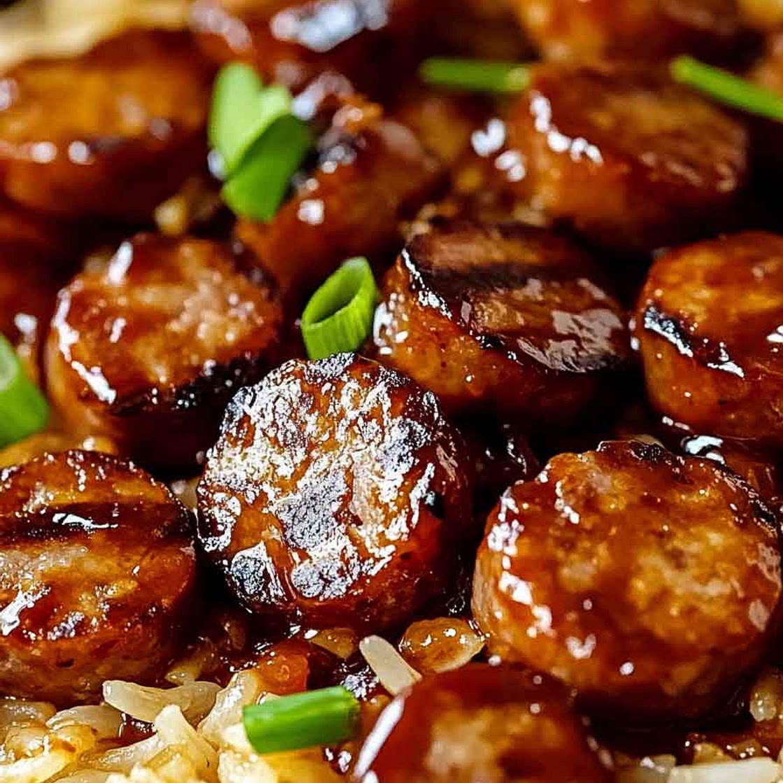 One Pan Sweet And Tangy Bbq Sausage Rice