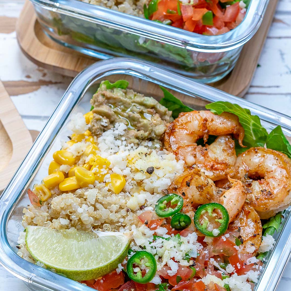 Quinoa Shrimp Burrito Bowls