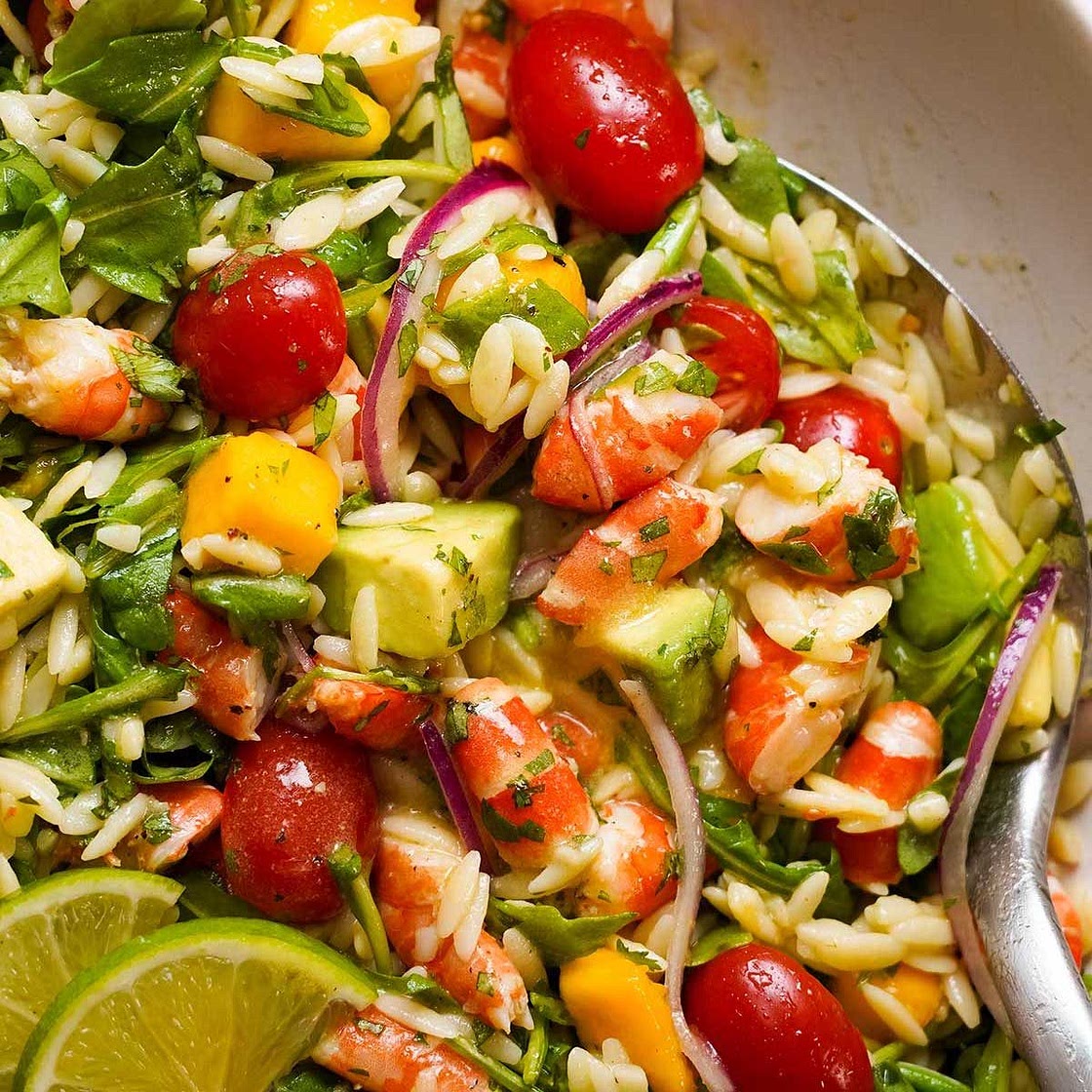 Prawn Mango Avocado Summer Salad with Lime Dressing