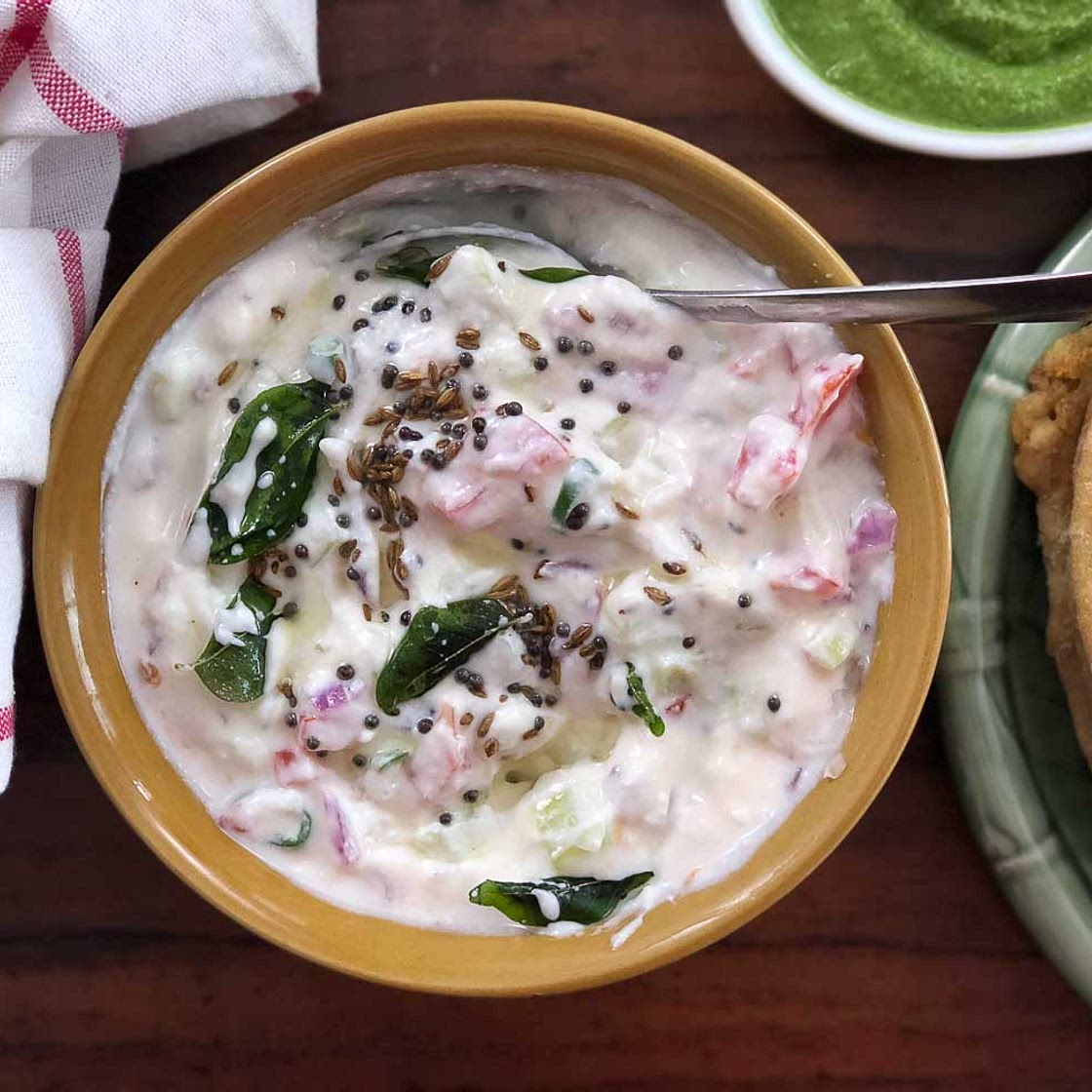 Tomato Onion Tadka Raita Recipe