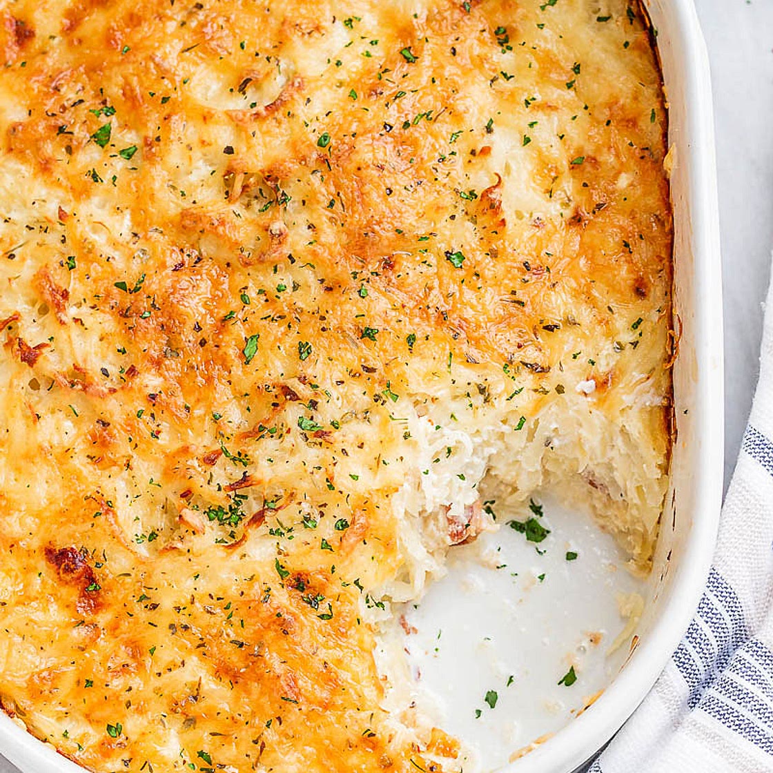Loaded Potato Casserole with Bacon and Cream Cheese