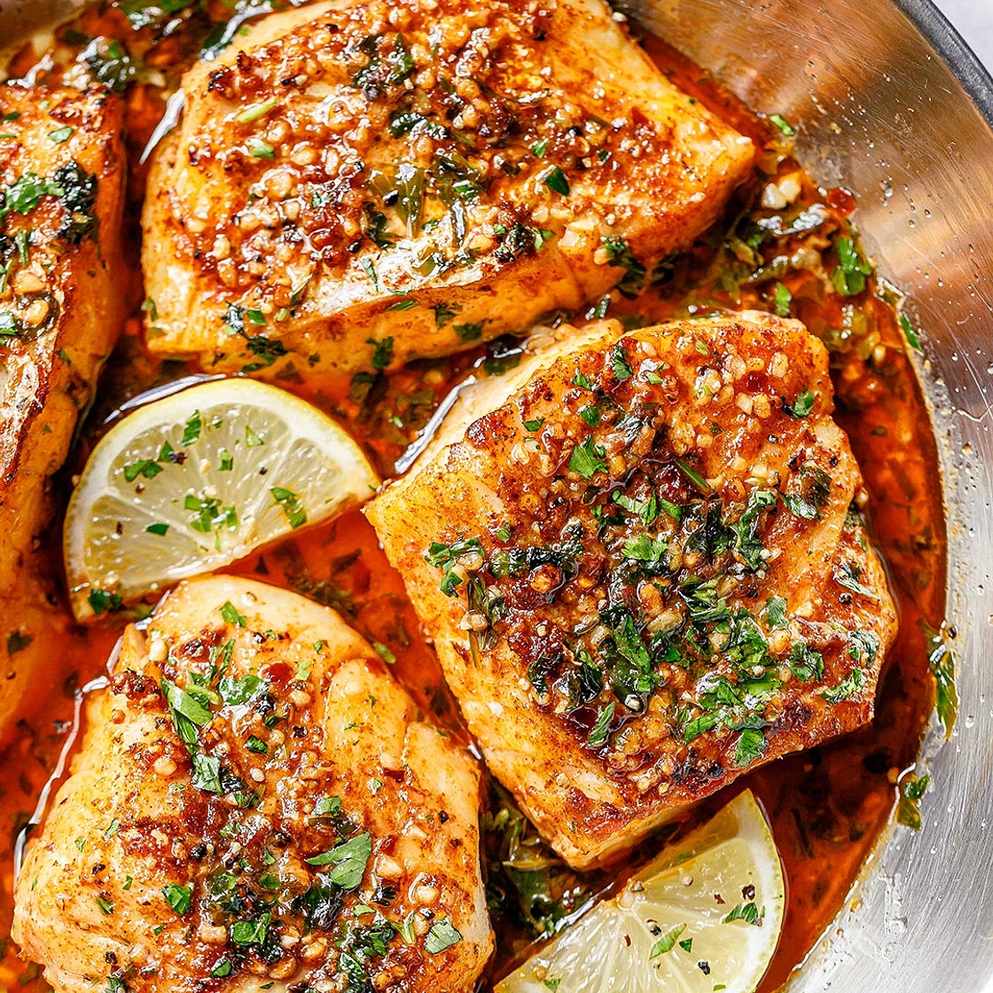 Lemon Garlic Butter Baked Cod Fillets