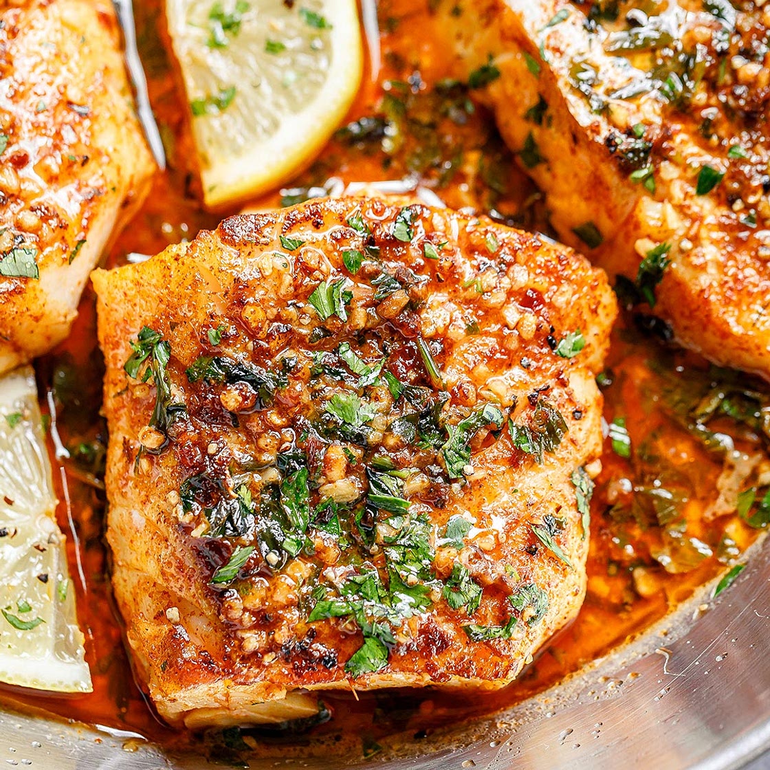 Lemon Garlic Butter Baked Cod Fillets