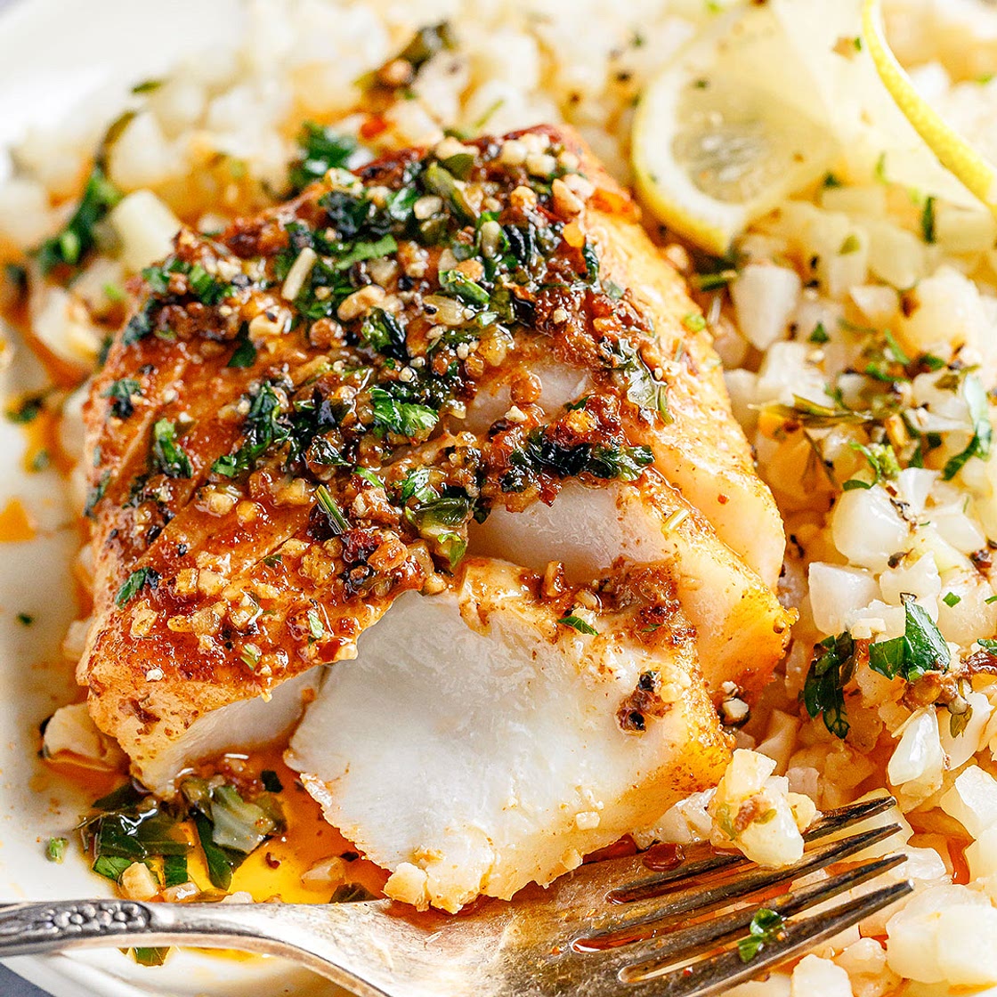 Lemon Garlic Butter Baked Cod Fillets