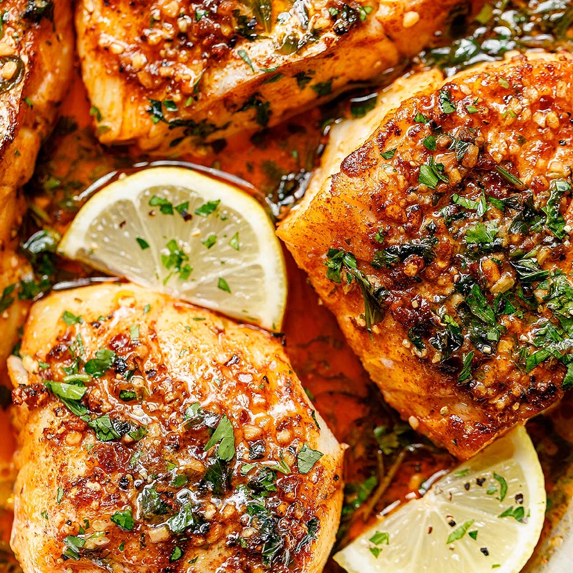 Lemon Garlic Butter Baked Cod Fillets