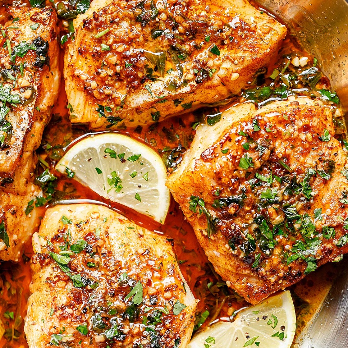 Lemon Garlic Butter Baked Cod Fillets