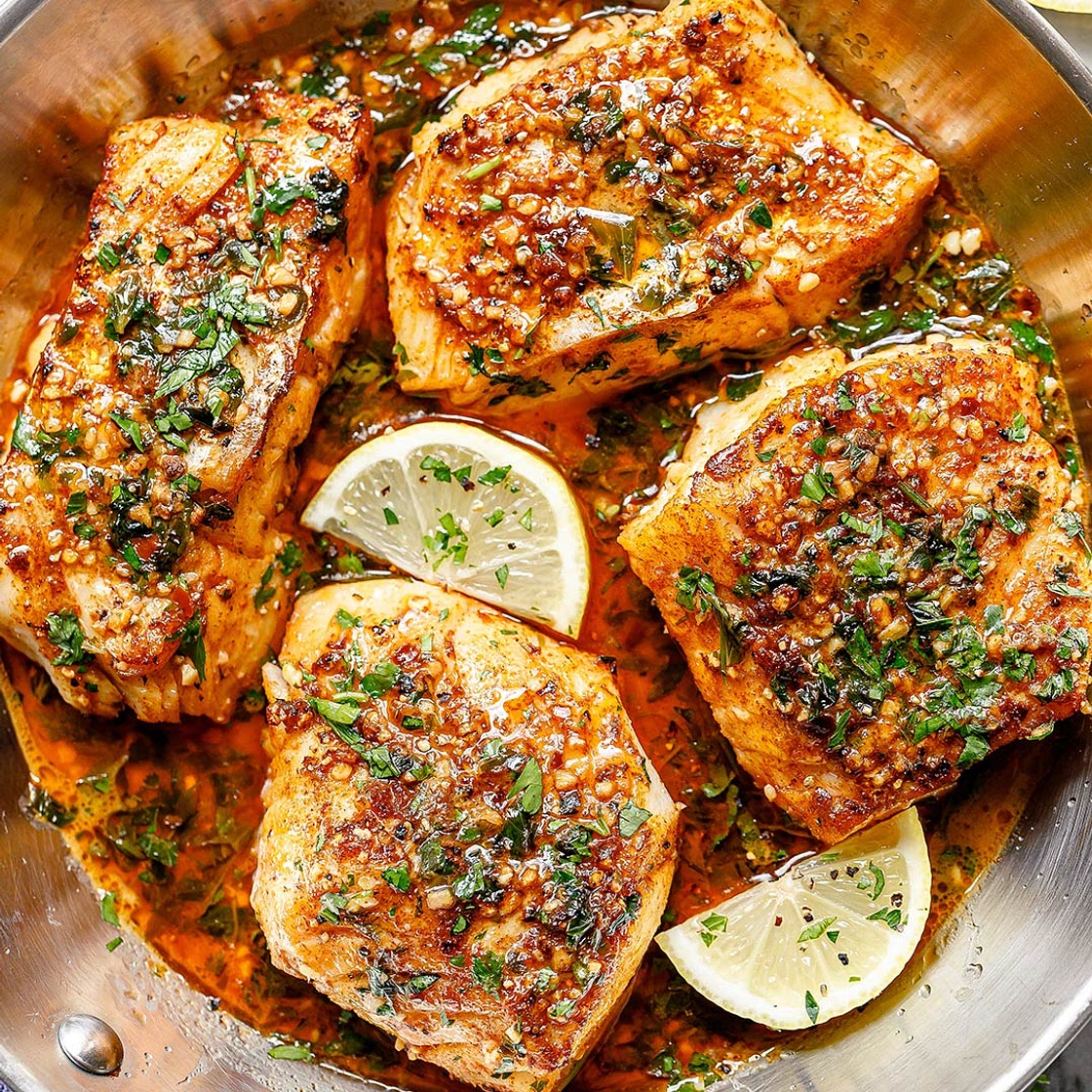 Lemon Garlic Butter Baked Cod Fillets