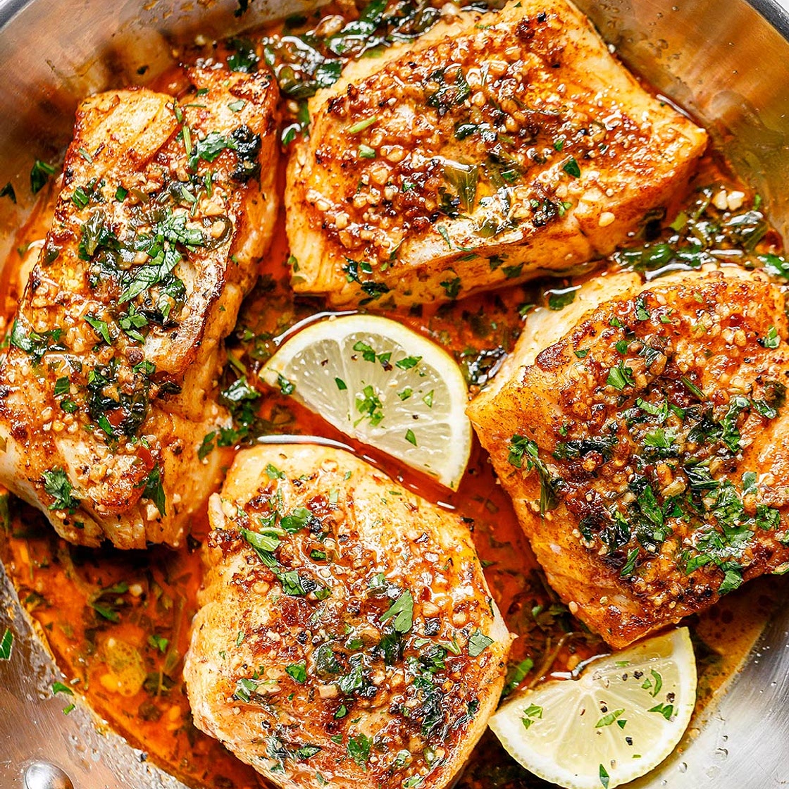 Lemon Garlic Butter Baked Cod Fillets