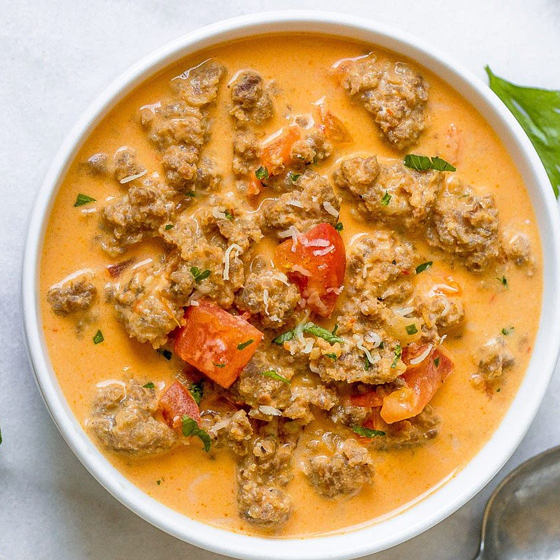 Healthy Zucchini Tomato Italian Sausage Soup