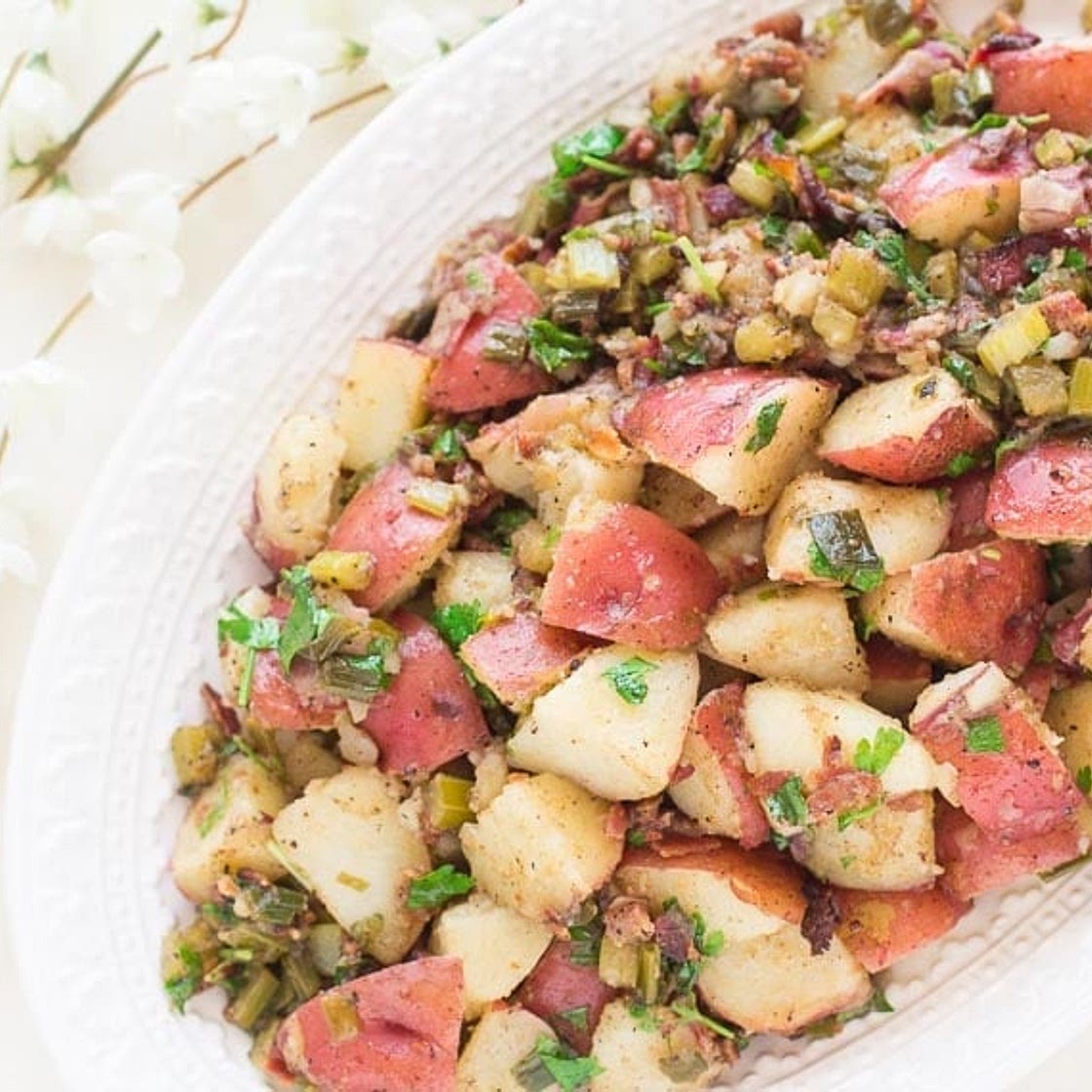 Low FODMAP Hot Potato Salad With Bacon