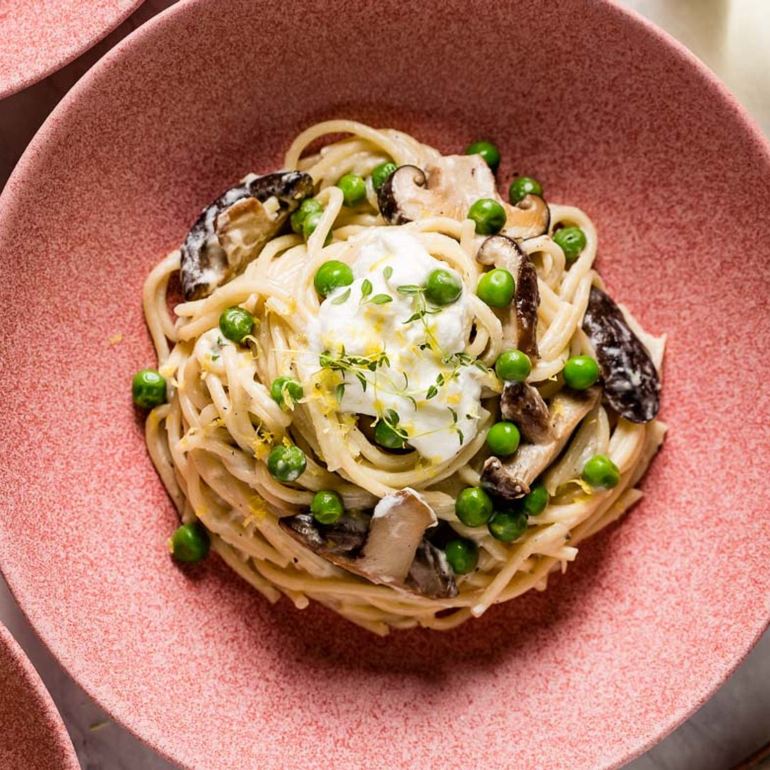 Pasta with Mushrooms and Peas Recipe