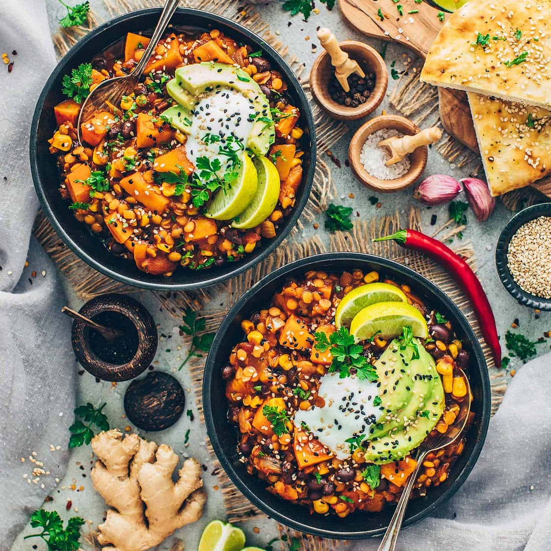 Veganes Kürbis-Linsen-Chili