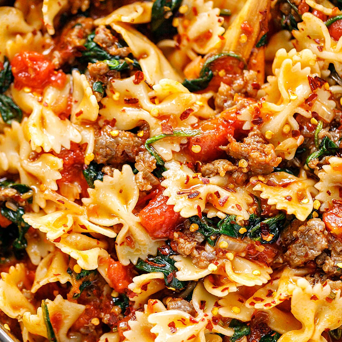Tomato Spinach Sausage Pasta Recipe