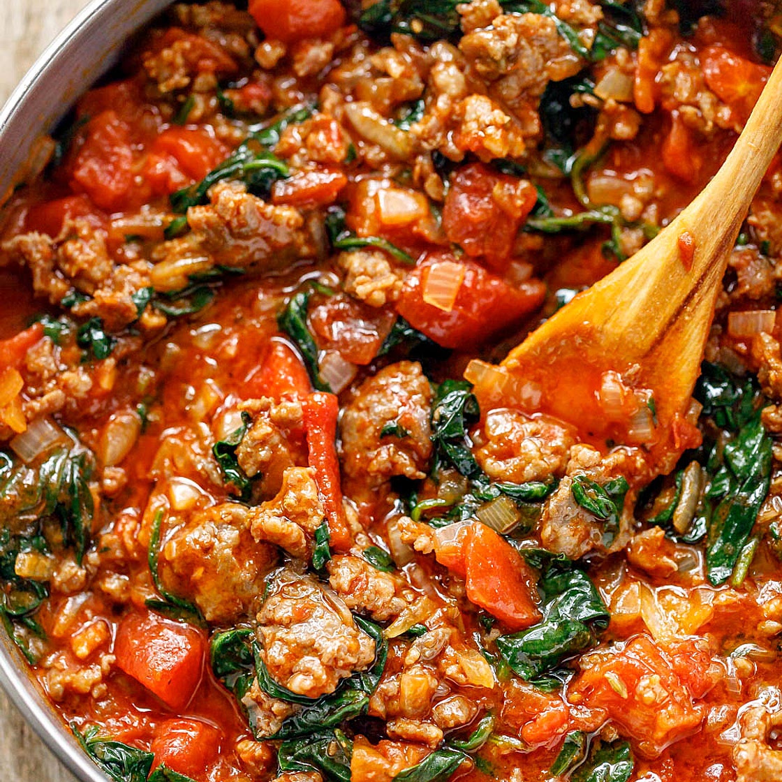 Tomato Spinach Sausage Pasta Recipe