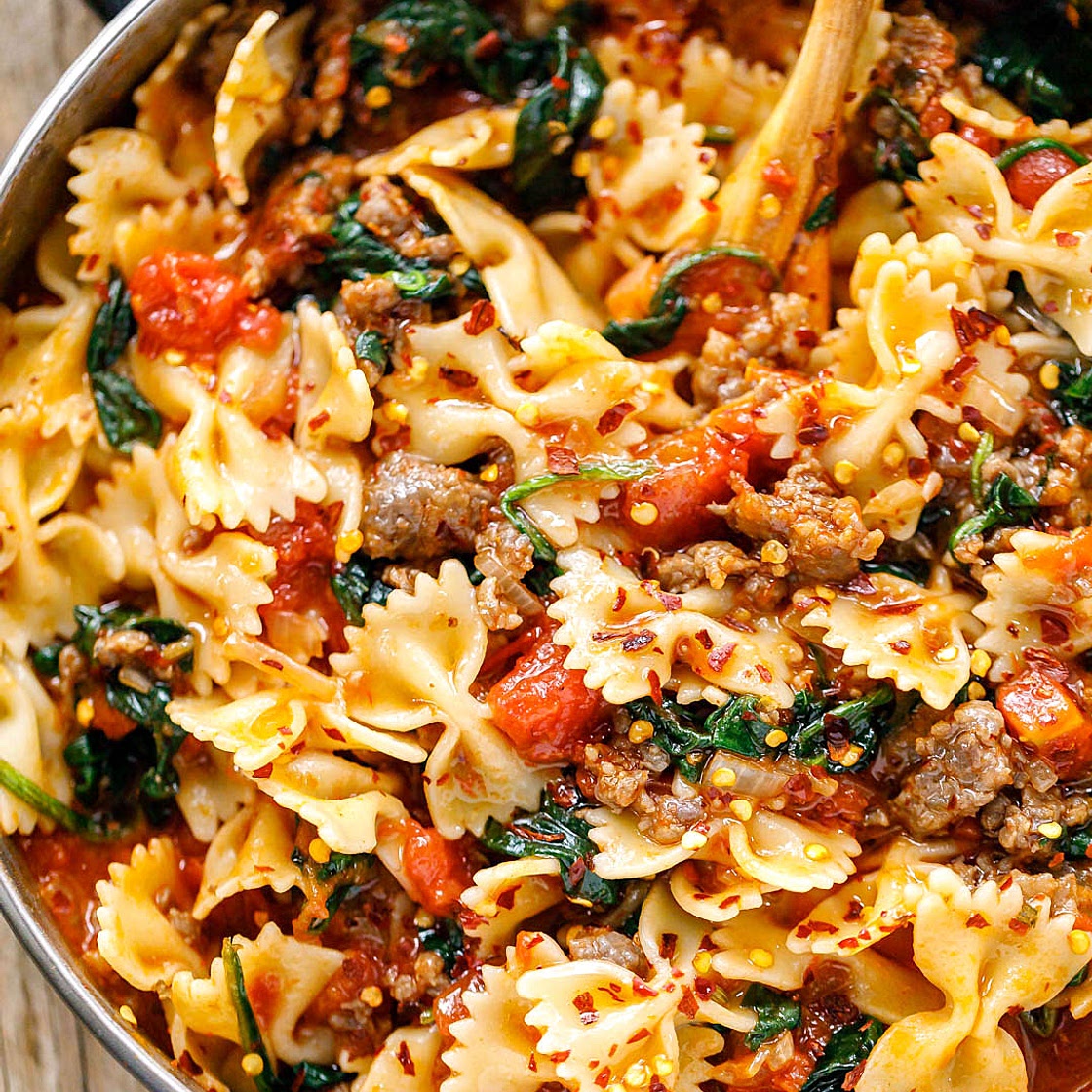 Tomato Spinach Sausage Pasta Recipe