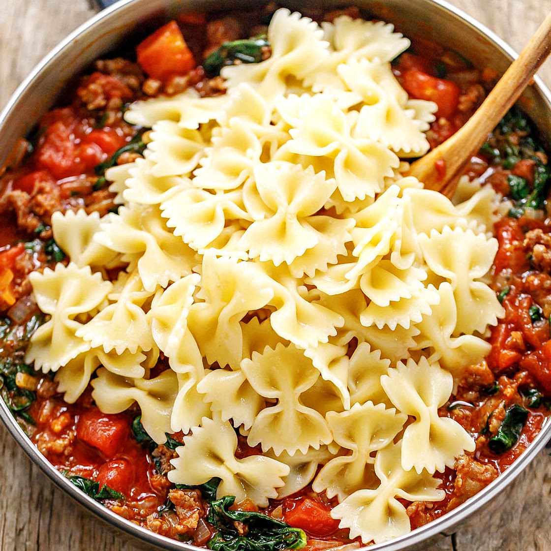 Tomato Spinach Sausage Pasta Recipe