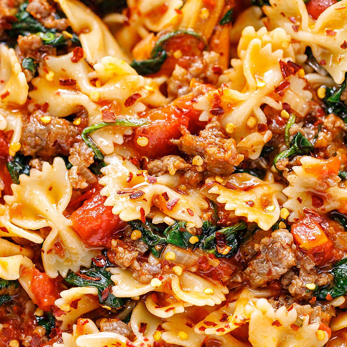 Tomato Spinach Sausage Pasta Recipe