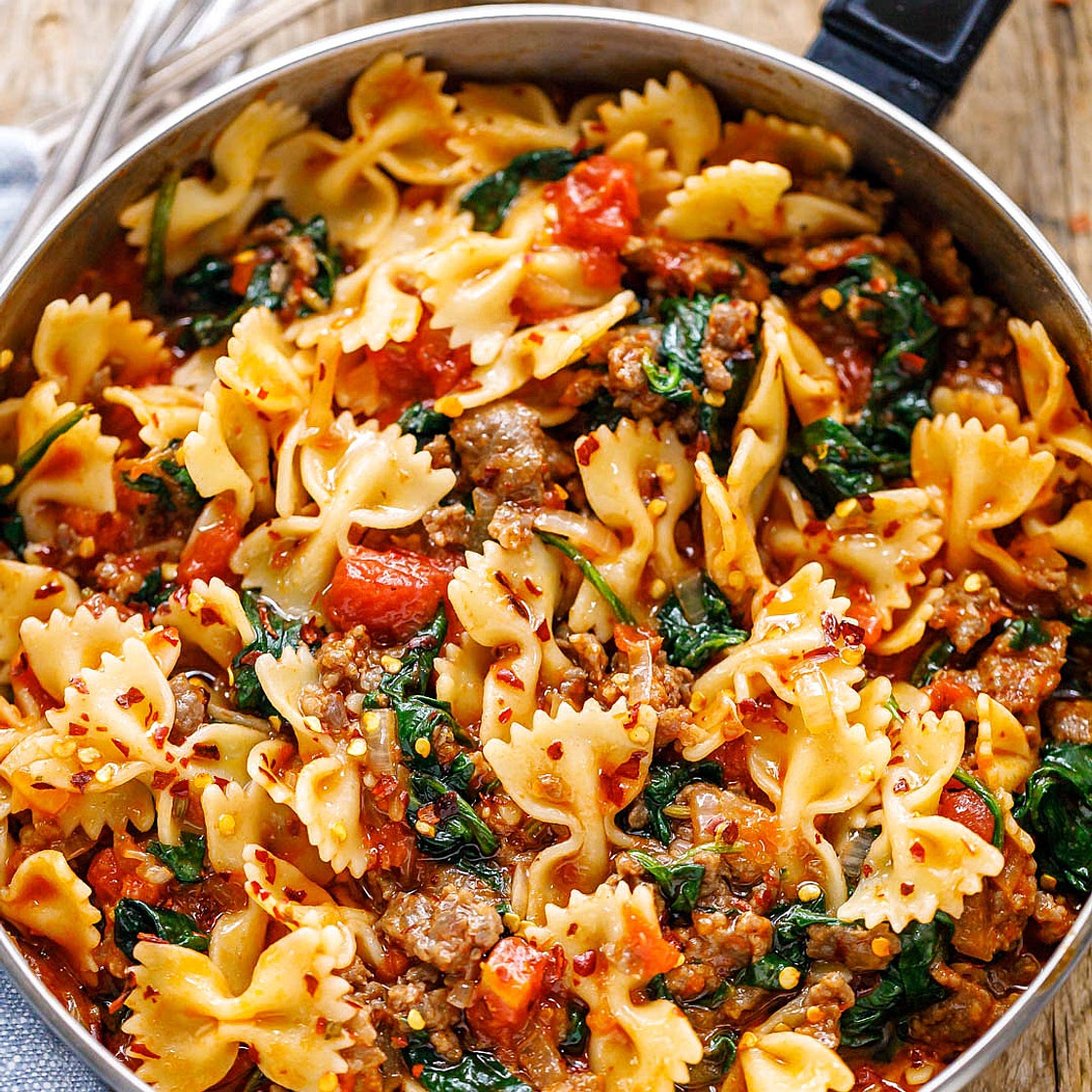 Tomato Spinach Sausage Pasta Recipe