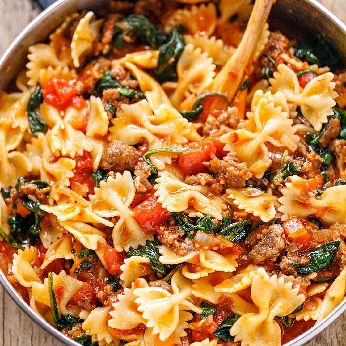 Tomato Spinach Sausage Pasta Recipe