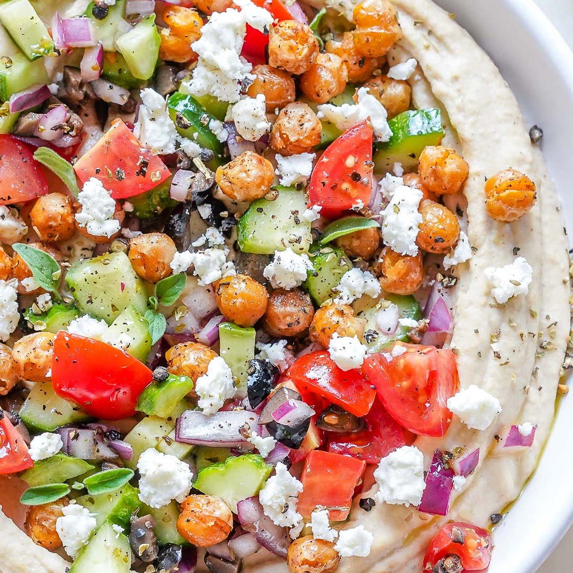 Loaded Roasted Garlic Hummus - Greek Style