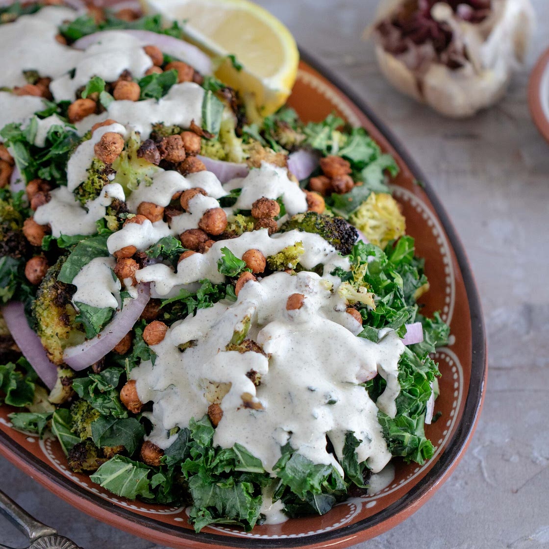 Roasted Broccoli and Kale Salad