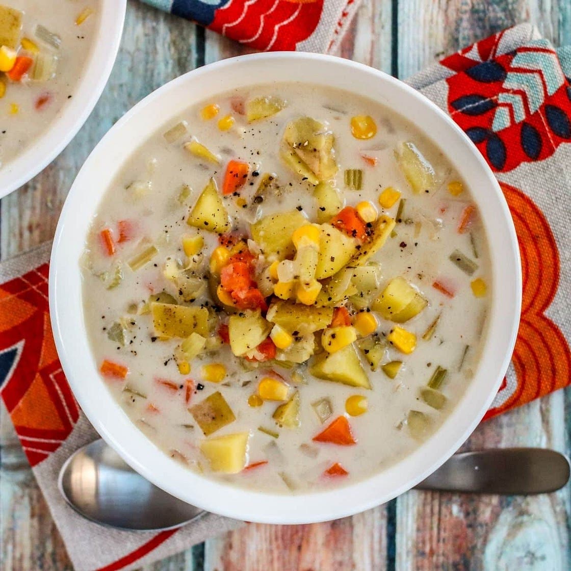 Vegan Potato Corn Chowder Instant Pot Recipe