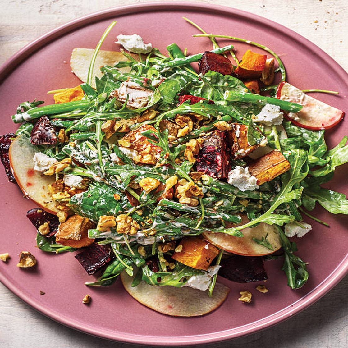 Roasted Beetroot & Goat Cheese Salad with Dill & Toasted Walnuts
